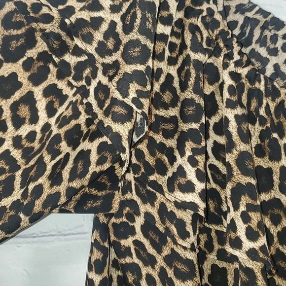 MICHAEL KORS Plus Size Leopard Off the Shoulder Peasant Blouse Size 1x - Picture 6 of 9
